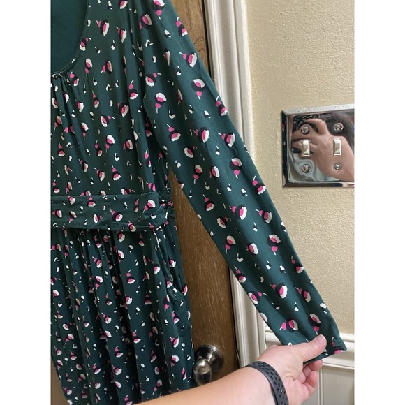 BODEN Mabel Jersey Dress in Green Bud Floral Style J0034 Modal Size 14L Pockets - Picture 8 of 11